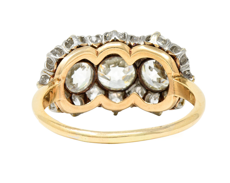 1920's Early Art Deco 2.95 CTW 18 Karat Two-Tone Gold Cluster Band RingRing - Wilson's Estate Jewelry