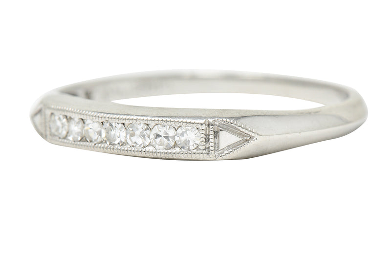 1930's Art Deco 0.25 CTW Single Cut Diamond Platinum Band Ring Wilson's Estate Jewelry