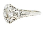 Edwardian 1.55 CTW Diamond 18 Karat White Gold Bombe Band RingRing - Wilson's Estate Jewelry