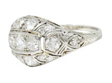 Edwardian 1.55 CTW Diamond 18 Karat White Gold Bombe Band RingRing - Wilson's Estate Jewelry