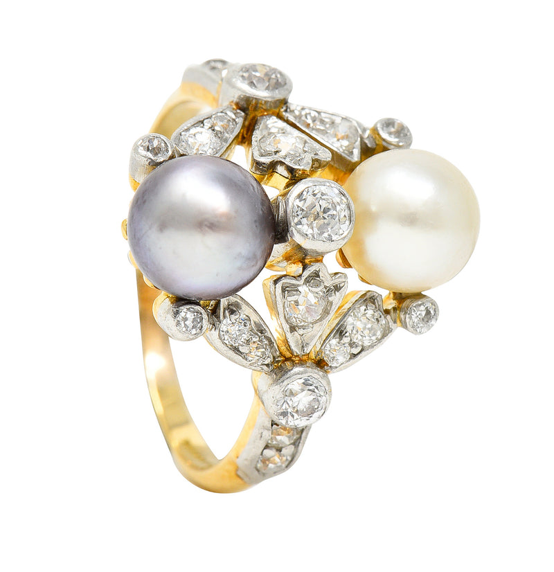 Tiffany & Co. Pearl Diamond Platinum-Topped 18 Karat Gold Belle Epoque RingRing - Wilson's Estate Jewelry