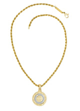 Bulgari Diamond 18 Karat Yellow Gold Stainless Steel Zodiac Dial Pendant Necklace Wilson's Estate Jewelry