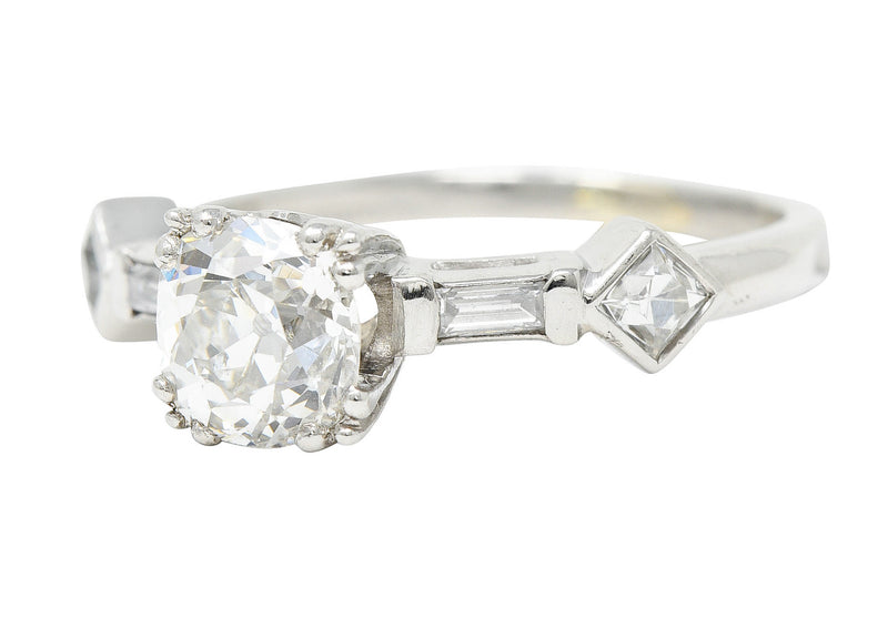 Retro 1.63 CTW Old Mine Diamond Platinum Engagement Ring GIARing - Wilson's Estate Jewelry