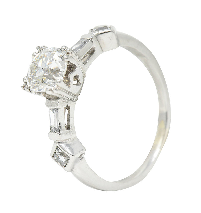 Retro 1.63 CTW Old Mine Diamond Platinum Engagement Ring GIARing - Wilson's Estate Jewelry