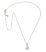 Gucci 2000 Diamond 18 Karat White Gold Double GG Twirl Brit Vintage Pendant Necklace Wilson's Estate Jewelry
