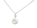 Gucci 2000 Diamond 18 Karat White Gold Double GG Twirl Brit Vintage Pendant Necklace Wilson's Estate Jewelry