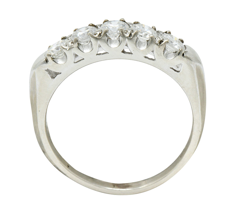 Retro 0.50 CTW Diamond 14 Karat White Gold Fishtail Band RingRing - Wilson's Estate Jewelry