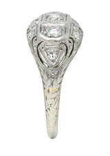 Fulmer & Co. 0.50 CTW Diamond 19 Karat White Gold Palm Leaf Bombe Band RingRing - Wilson's Estate Jewelry