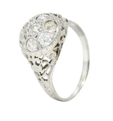 Art Deco 0.80 CTW Diamond 18 Karat White Gold Cluster Engagement RingRing - Wilson's Estate Jewelry