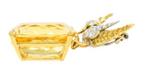 Schlumberger Tiffany & Co. Citrine Yellow Diamond Ruby Platinum 18 Karat Yellow Gold Vintage Bird On A Rock Brooch Wilson's Estate Jewelry