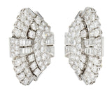 Late French Art Deco 11.00 CTW Diamond Platinum Fanned EarringsEarrings - Wilson's Estate Jewelry
