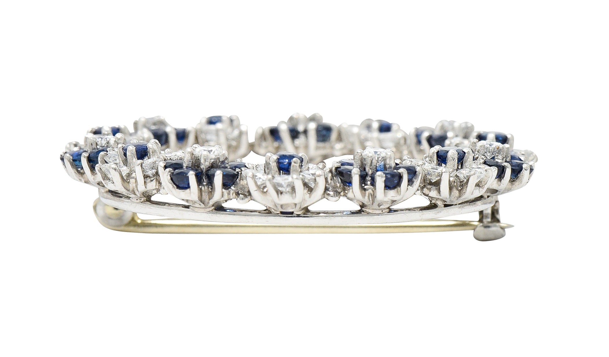 Oscar Heyman 3.05 CTW Sapphire Diamond Platinum Flower Wreath BroochBrooches & Lapel Pins - Wilson's Estate Jewelry