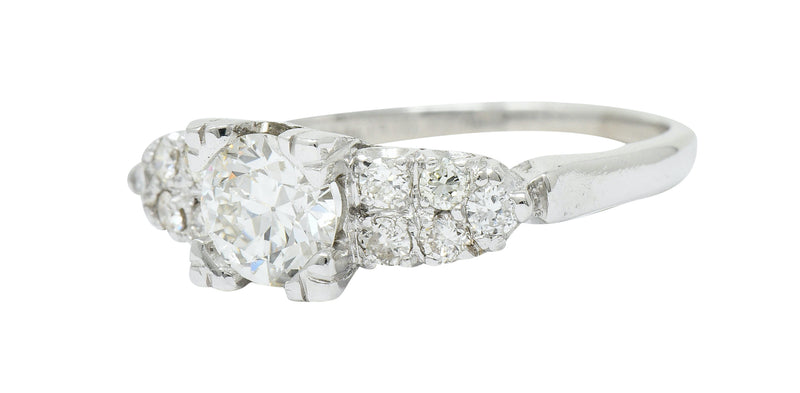 Retro 0.90 CTW Diamond Platinum Fishtail Cluster Engagement RingRing - Wilson's Estate Jewelry