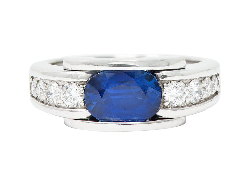 Mauboussin Paris Sapphire Diamond 18 Karat White Gold Alessandra Band RingRing - Wilson's Estate Jewelry