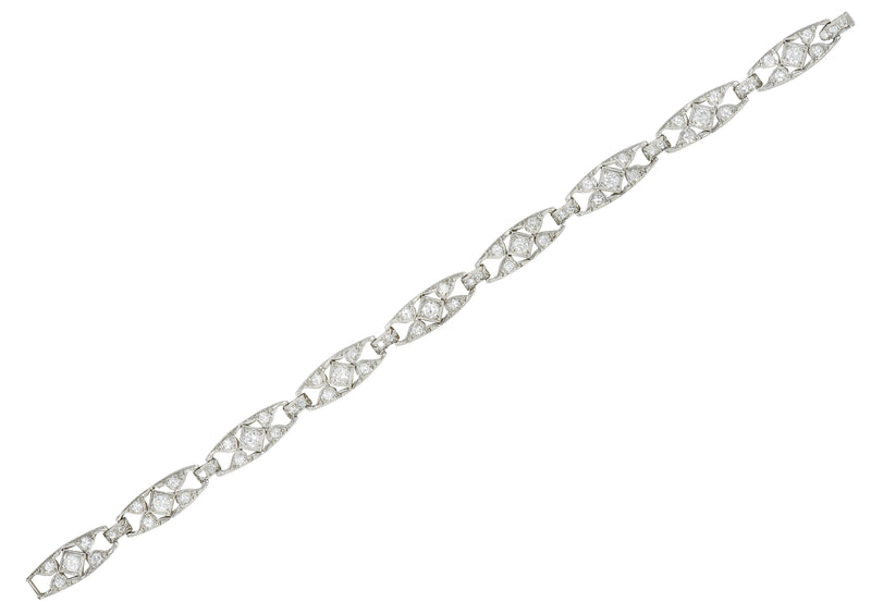 Art Deco Diamond Platinum Panel Link Bracelet Wilson's Estate Jewelry