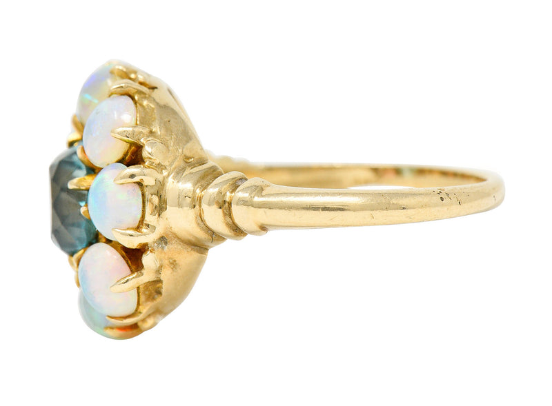 Retro Blue Zircon Opal 14 Karat Gold Cluster RingRing - Wilson's Estate Jewelry