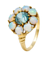 Retro Blue Zircon Opal 14 Karat Gold Cluster RingRing - Wilson's Estate Jewelry