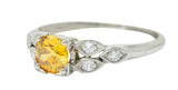 Retro 0.60 CTW Orange-Yellow & White Diamond Platinum Engagement Ring GIARing - Wilson's Estate Jewelry