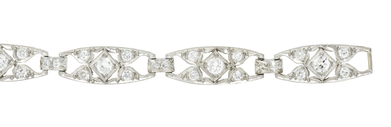 Art Deco Diamond Platinum Panel Link Bracelet Wilson's Estate Jewelry