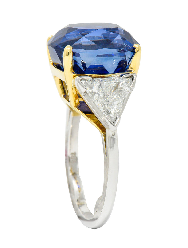 Royal Blue 22.66 CTW No Heat Ceylon Sapphire Diamond Platinum 18 Karat Gold Ring Gubelin GIARing - Wilson's Estate Jewelry