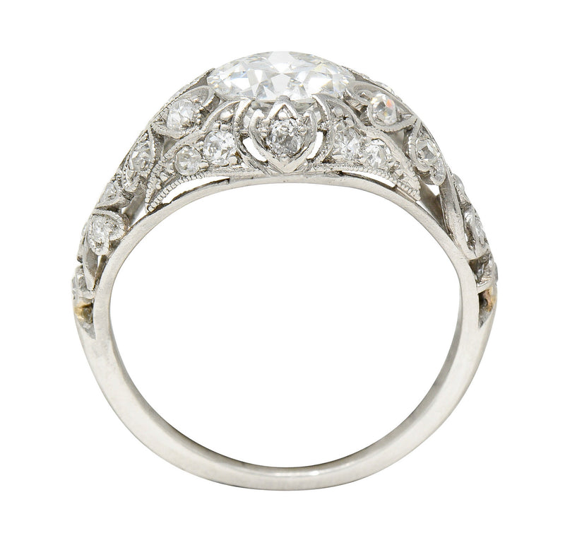 Edwardian 1.65 CTW Diamond Platinum Clover Engagement RingRing - Wilson's Estate Jewelry