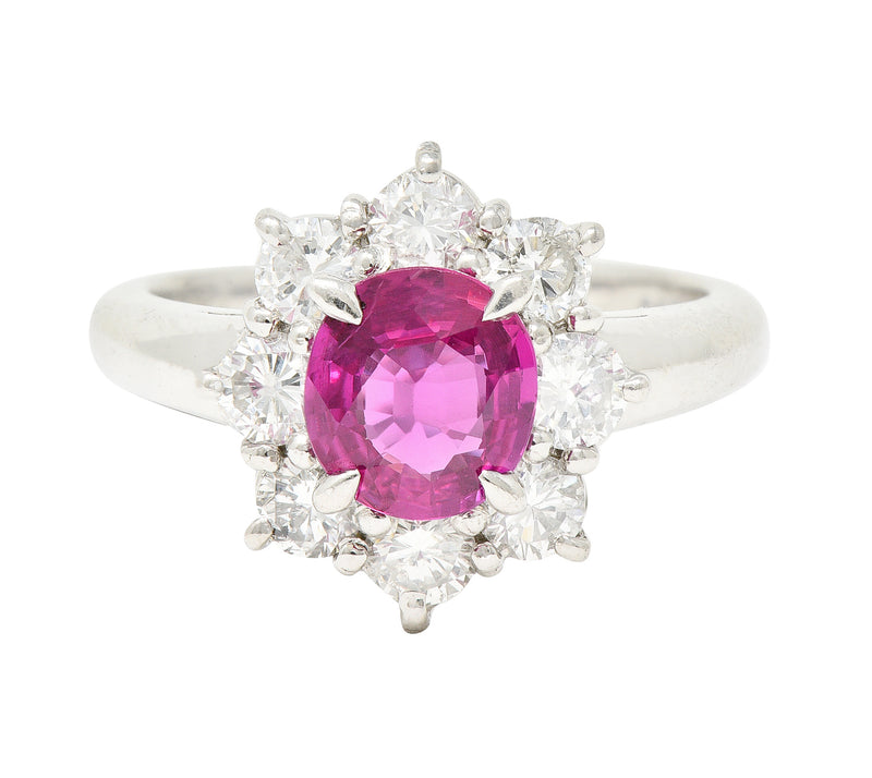 Delightful 1.89 ctw Pink Sapphire and Diamond Engagement Ring
