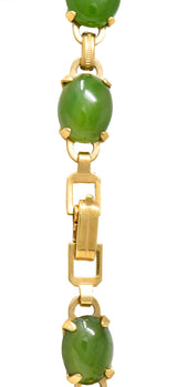 Engel Brothers Art Deco Nephrite Jade 14 Karat Yellow Gold Drop Necklace Wilson's Estate Jewelry