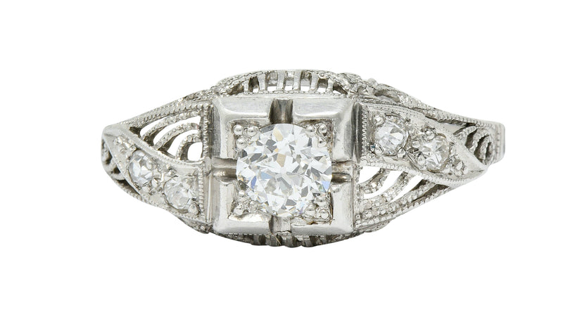 Art Deco 0.45 CTW Diamond Platinum Bombe Engagement RingRing - Wilson's Estate Jewelry