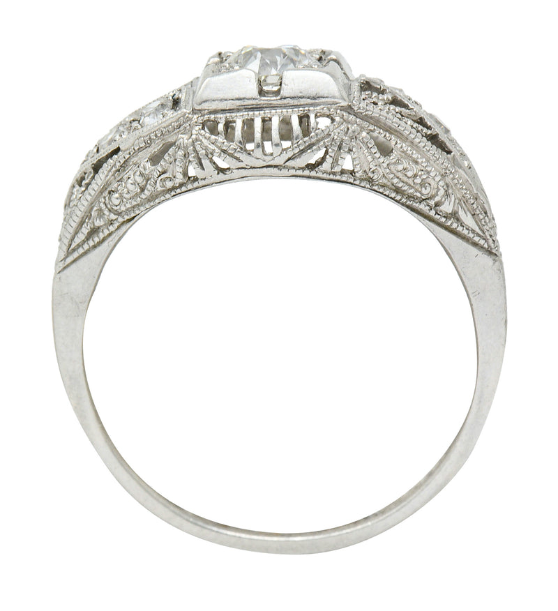 Art Deco 0.45 CTW Diamond Platinum Bombe Engagement RingRing - Wilson's Estate Jewelry