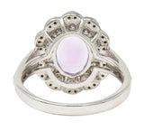 Contemporary 3.88 CTW Pink Topaz Diamond Platinum Floral Cluster Ring Wilson's Estate Jewelry