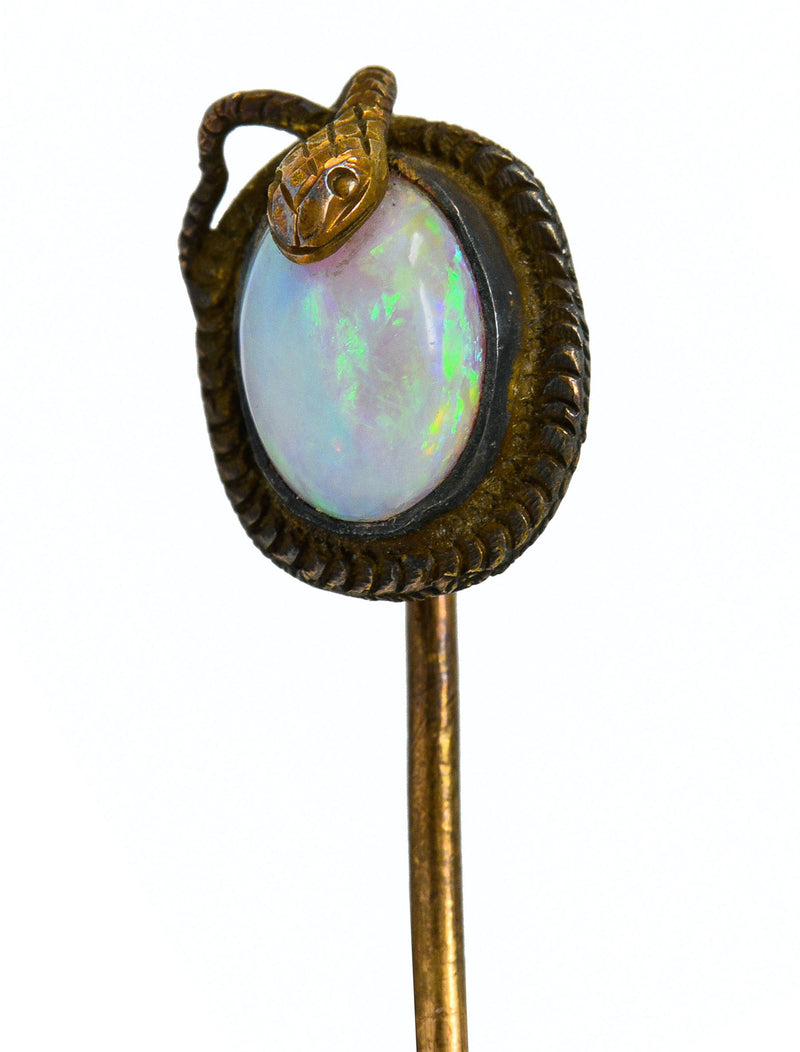 Victorian Opal 14 Karat Gold Snake Stickpin Circa 1900Stick Pin - Wilson's Estate Jewelry