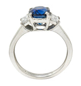 Modern 3.36 CTW Sapphire Diamond Platinum Three Stone RingRing - Wilson's Estate Jewelry
