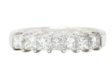 Princess Cut 1.19 CTW Diamond 18 Karat White Gold Vintage Wedding Band Ring Wilson's Estate Jewelry