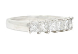 Princess Cut 1.19 CTW Diamond 18 Karat White Gold Vintage Wedding Band Ring Wilson's Estate Jewelry