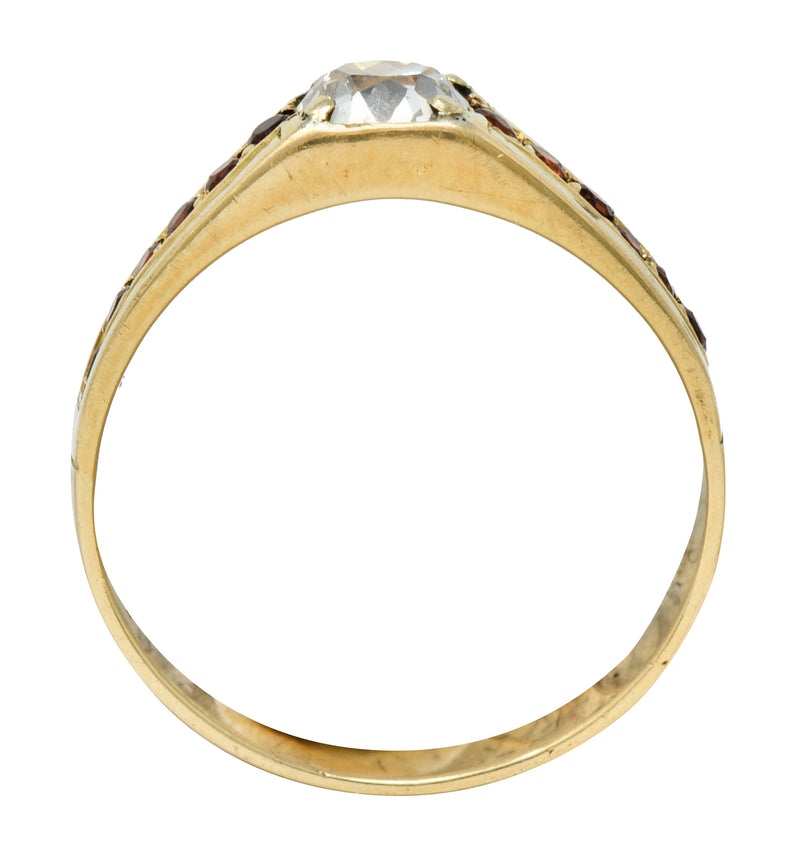 Retro Garnet 0.51 CTW Diamond 14 Karat Gold Unisex RingRing - Wilson's Estate Jewelry