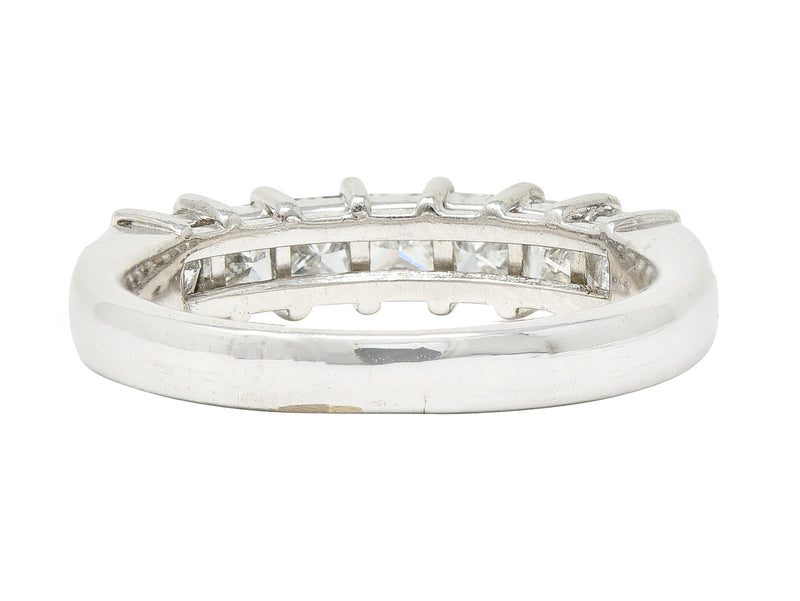 Princess Cut 1.19 CTW Diamond 18 Karat White Gold Vintage Wedding Band Ring Wilson's Estate Jewelry