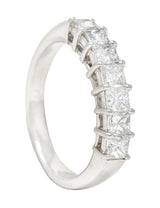 Princess Cut 1.19 CTW Diamond 18 Karat White Gold Vintage Wedding Band Ring Wilson's Estate Jewelry