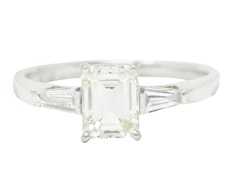 Contemporary 1.28 CTW Emerald Cut Diamond Platinum Engagement Ring Wilson's Estate Jewelry