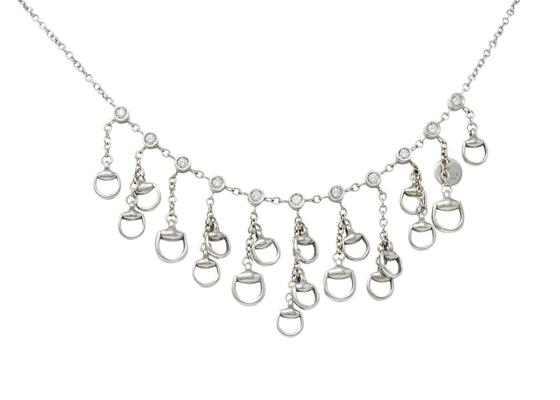 Gucci Diamond 18 Karat White Gold Horsebit Fringe NecklaceNecklace - Wilson's Estate Jewelry