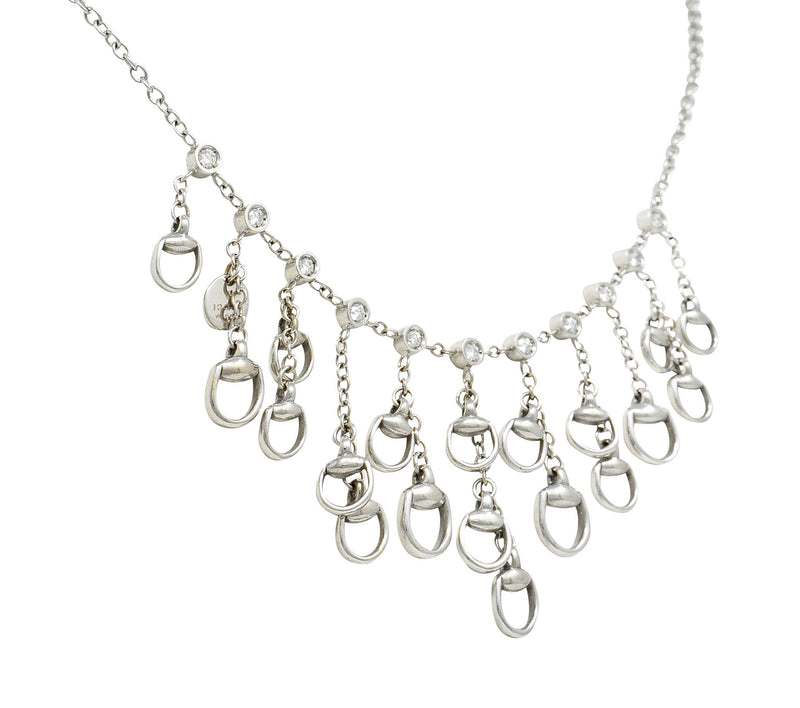 Gucci Diamond 18 Karat White Gold Horsebit Fringe NecklaceNecklace - Wilson's Estate Jewelry
