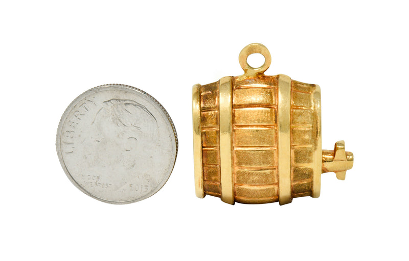 Vintage Italian 18 Karat Gold Barrel Keg Charmcharm - Wilson's Estate Jewelry
