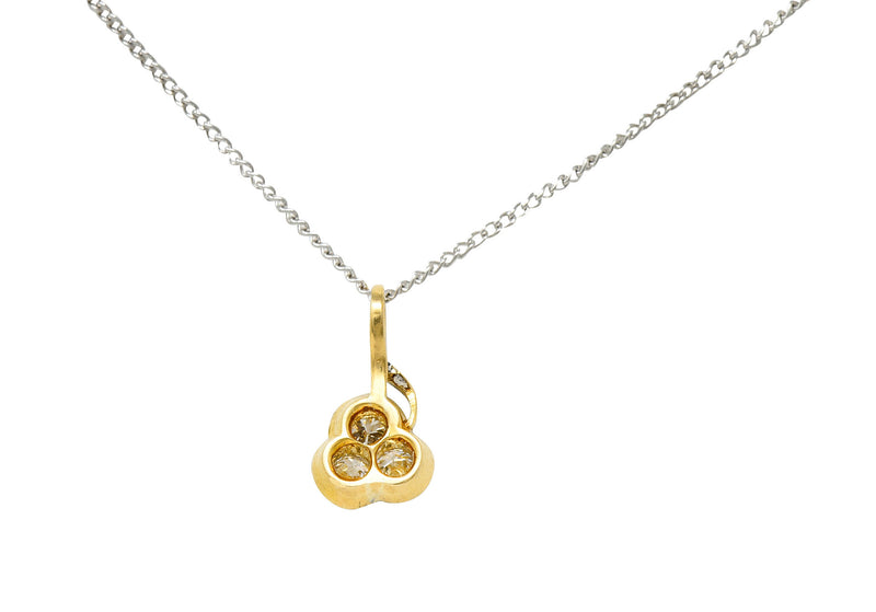 Edwardian Diamond Platinum-Topped 18 Karat Gold Clover Pendant NecklaceNecklace - Wilson's Estate Jewelry
