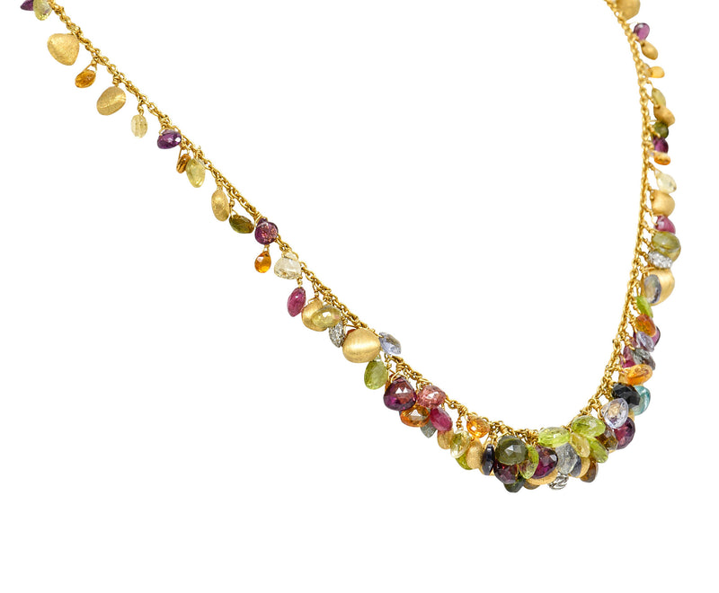 Marco Bicego Multi-Gem Diamond 18 Karat Gold Paradise Droplet NecklaceNecklace - Wilson's Estate Jewelry