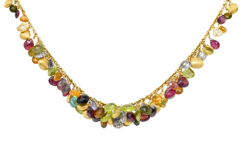 Marco Bicego Multi-Gem Diamond 18 Karat Gold Paradise Droplet NecklaceNecklace - Wilson's Estate Jewelry