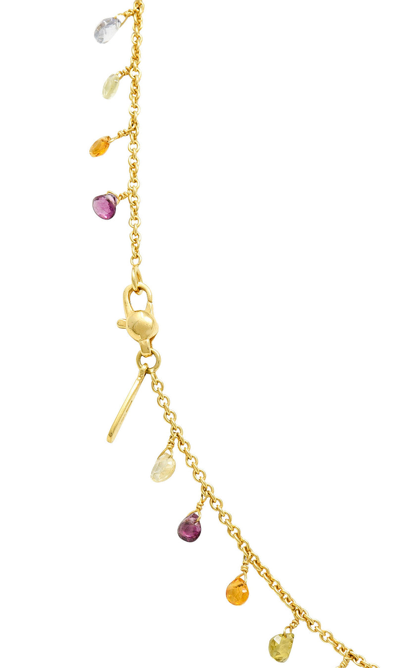 Marco Bicego Multi-Gem Diamond 18 Karat Gold Paradise Droplet NecklaceNecklace - Wilson's Estate Jewelry