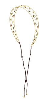 British Topaz Peridot Tourmaline Multi-Gem 18 Karat Gold HeadbandNecklace - Wilson's Estate Jewelry