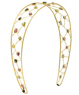 British Topaz Peridot Tourmaline Multi-Gem 18 Karat Gold HeadbandNecklace - Wilson's Estate Jewelry