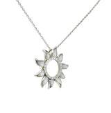 Hawaiian Na Hoku Mother-Of-Pearl Diamond 14 Karat White Gold Sun Pendant Necklace - Wilson's Estate Jewelry