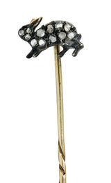 Victorian Rose Cut Diamond Silver-Topped 14 Karat Gold Rabbit StickpinStick Pin - Wilson's Estate Jewelry