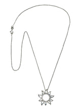 Hawaiian Na Hoku Mother-Of-Pearl Diamond 14 Karat White Gold Sun Pendant Necklace - Wilson's Estate Jewelry